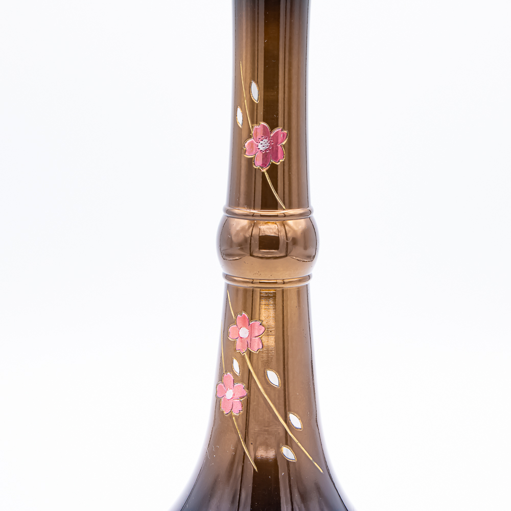 灯立 会館型 銅器 尺1寸 桜 コハクボカシ 一対（2本） 高さ30cm 燭台